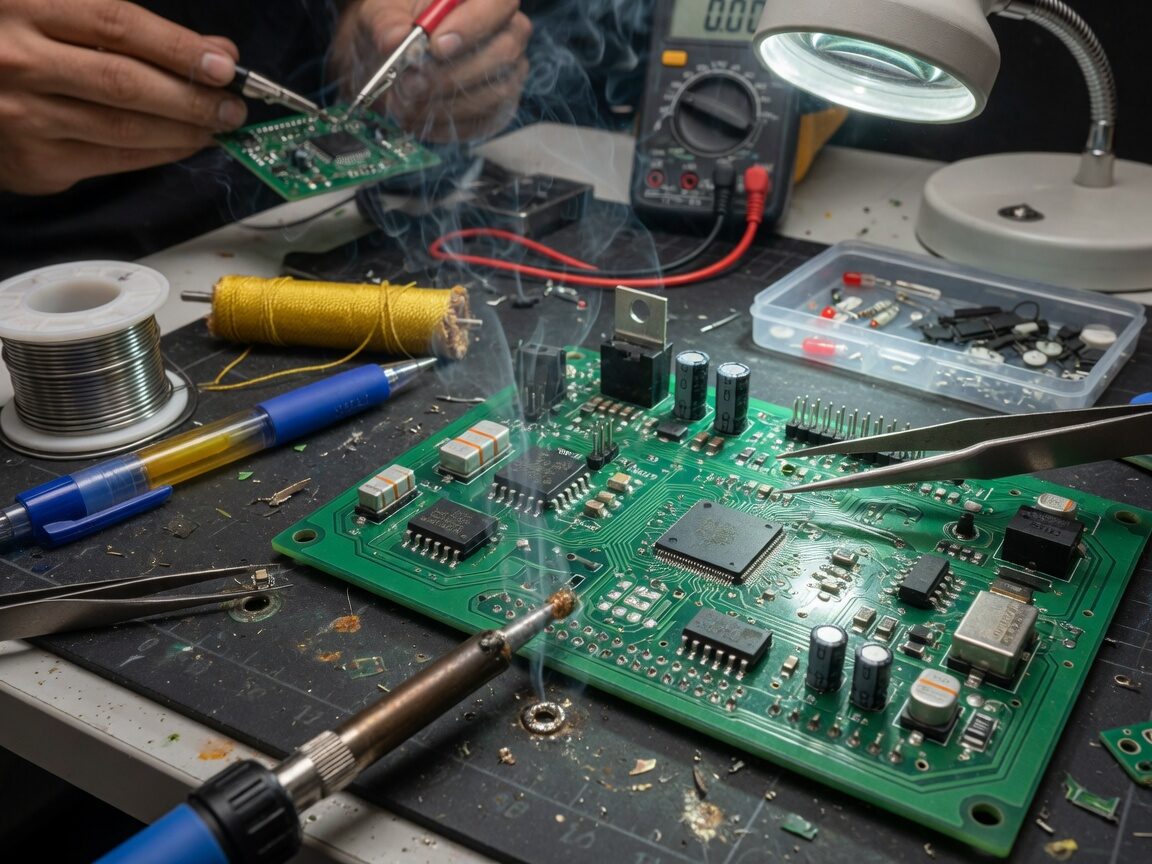 PCB assembly and electronics bench